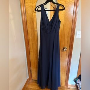 David’s Bridal Marine Long chiffon surplice tank Bridemaids dress (10)